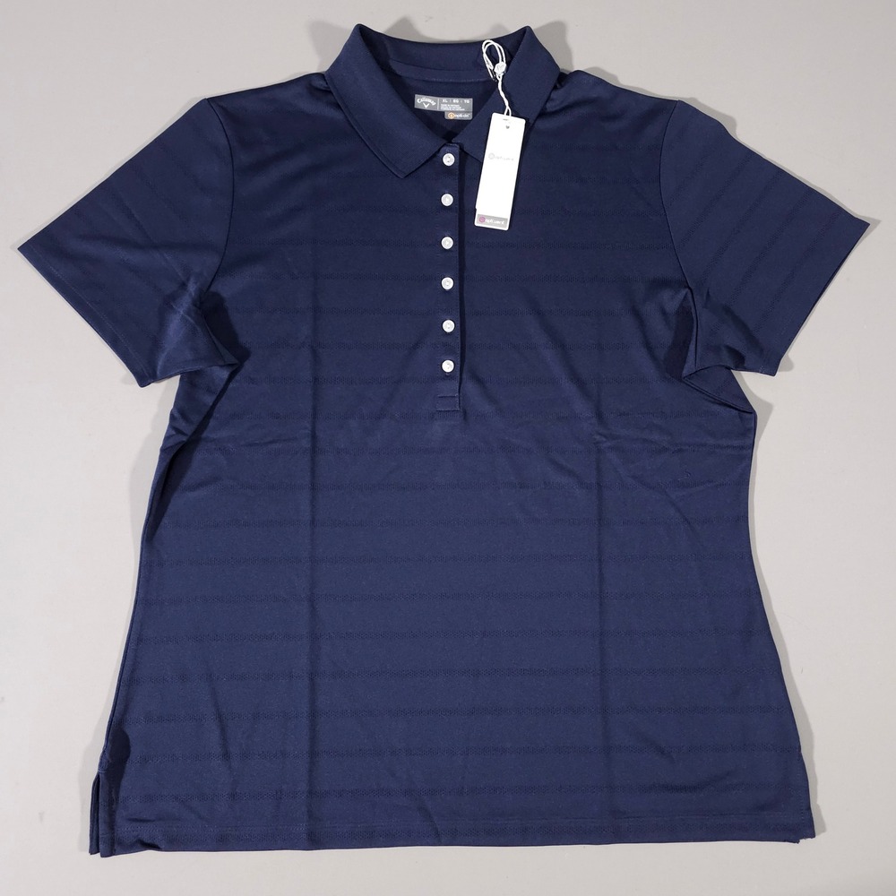 Callaway Golf Polo Women XL Peacoat Blue Opti-Dri Short Sleeve Textured Shirt
